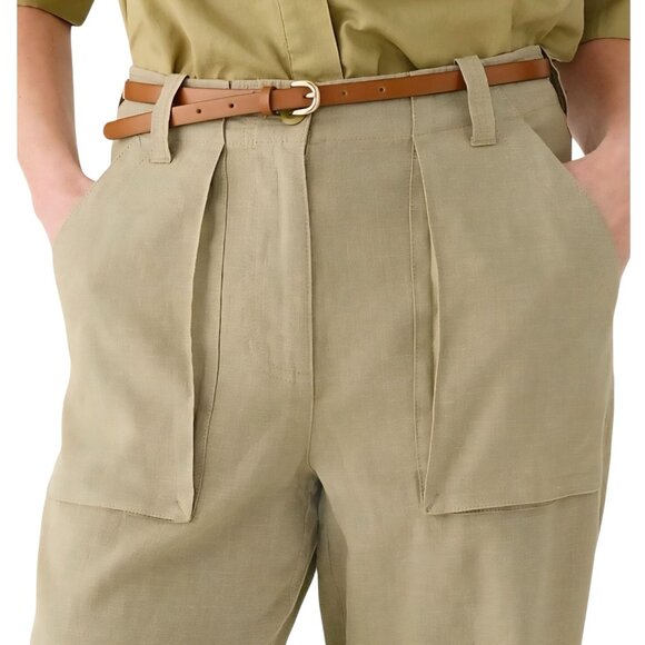 J.Crew Seaside Utility Cargo Pant White Linen Blend 2024 Beach Comfort Size 4 - Picture 5 of 9